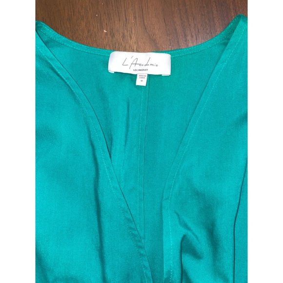 L'Academie The Lorriana Mini Dress in Green Medium Women's Wrap Blouson - Picture 8 of 10